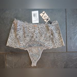 Dolls Kill Hi Rise Lace Grey Shorty Panties